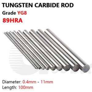 Solid Carbide Round Rod 0.4mm - 11mm Dia 100mm Length Ground Grade K30 YG8 89HRA - Picture 1 of 23