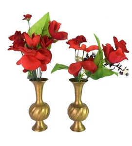 Set of 2 Indien Heavy Brass Good Built Quality Table Décor Flower Vase. G7-1032 - Picture 1 of 9