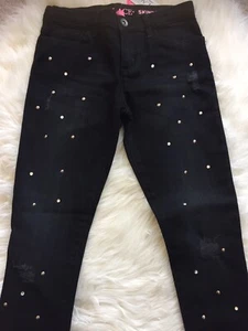 Schwarze Jeans mit Metallnieten Skinny Größe 10 Mädchen - Bild 1 von 6