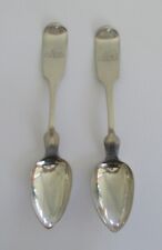 Antique Pair Coin Silver Teaspoons Conrad Bard Phila., Pa. 1825-1850