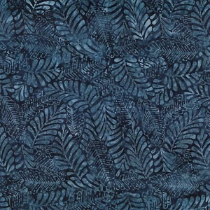 Wilmington Batiks - Plum Bouquet - Large Leaves - Dark Blue, Fabric BTY - Picture 1 of 5