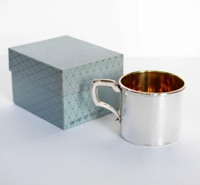 Vtg WEB 509 Sterling Silver Baby Cup Not Monogrammed Gold Lined 48g Original Box - Image 1 of 4