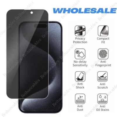 Lote Protector Pantalla Privacidad Cristal Templado Para iPhone 16 15 14 13 12 11 XS 8 7 Foto 1 de 4
