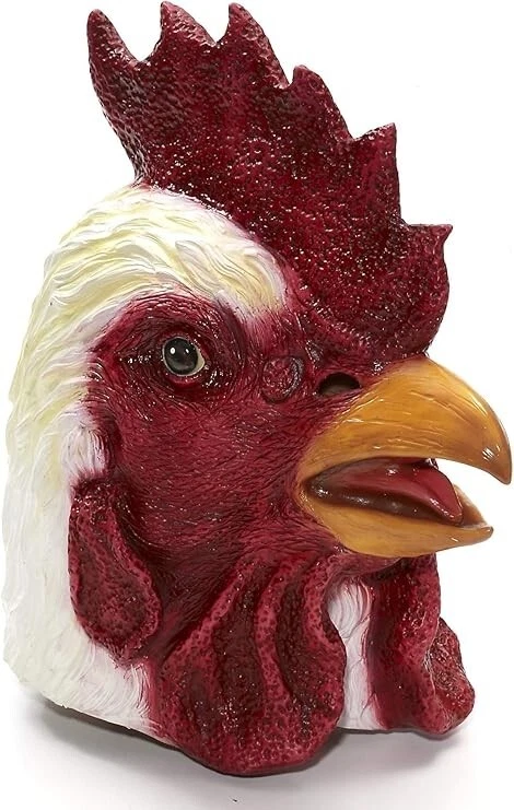 Chicken Mask White/Red Full Head Latex Farm Animal Mask One Size - Image 1 of 4