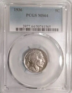 1936 Buffalo Nickel PCGS MS64 - Picture 1 of 2