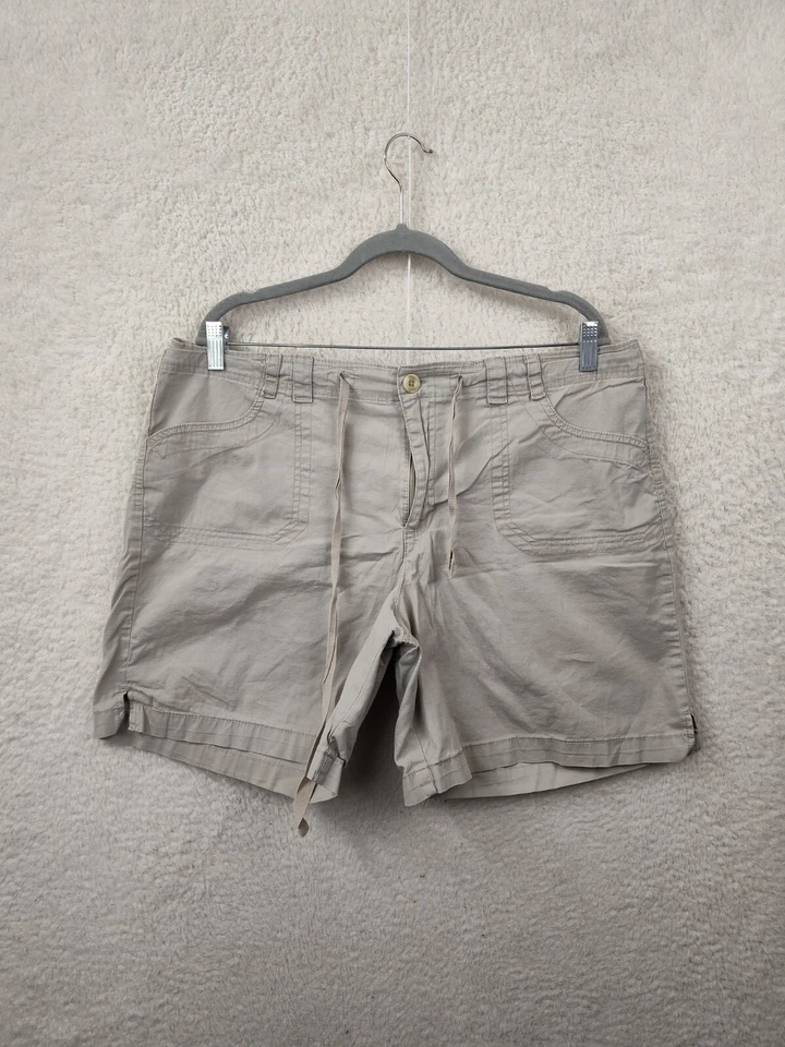 Gloria Vanderbilt Women Short 16 Tan Cotton Blend Drawstring Flat Front Chino - Imagem 1 de 4