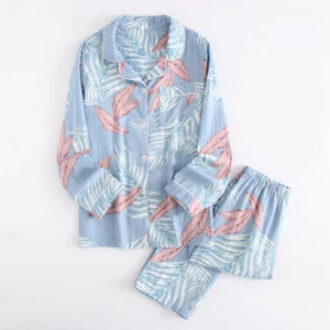 Juego de pijamas para mujer 100 % gasa algodón dibujos animados estampados ropa de noche damas ropa para el hogar PJ - Imagen 1 de 42