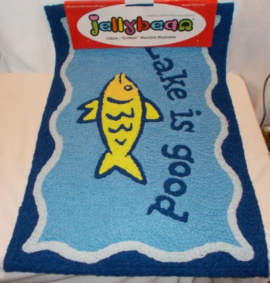 Jellybean - Alfombra de interior/exterior Alfombra de tiro Fish Lake Is Good TOTALMENTE NUEVA 21" x 33" Foto 1 de 4