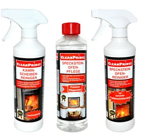 Set CP600010 CleanPrince Specksteinofen Kamin Speckstein Glas Reiniger 3 x 500ml - Bild 1 von 1