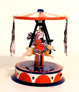 Schylling Collector Tin Metal Rabbit Dog Pig Horse Carousel Pull and Spin - Picture 1 of 6