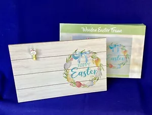Frohe Ostern Holz Bilderrahmen hält 4x6 oder 5x7 Foto 14,5" x 9" weiß Blumen - Bild 1 von 13