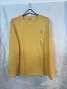 Polo Ralph Lauren uomo TG XL oro basic tinta unita girocollo manica lunga t-shirt - Foto 1 di 6