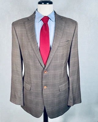 Chaqueta Abrigo Deportivo Patrick James Blazer Para Hombres 40R Marrón Lana Glen Cuadros Moderno Foto 1 de 4