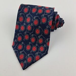 FENDI Necktie Mens Tie Blue Red Long All Silk Pocket Watch All Over Italy 61"x4"