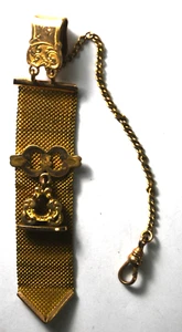 Vintage Gold Filled Pocket Watch 4.25" Mesh Clip Victorian 4.5" Chain - Picture 1 of 3