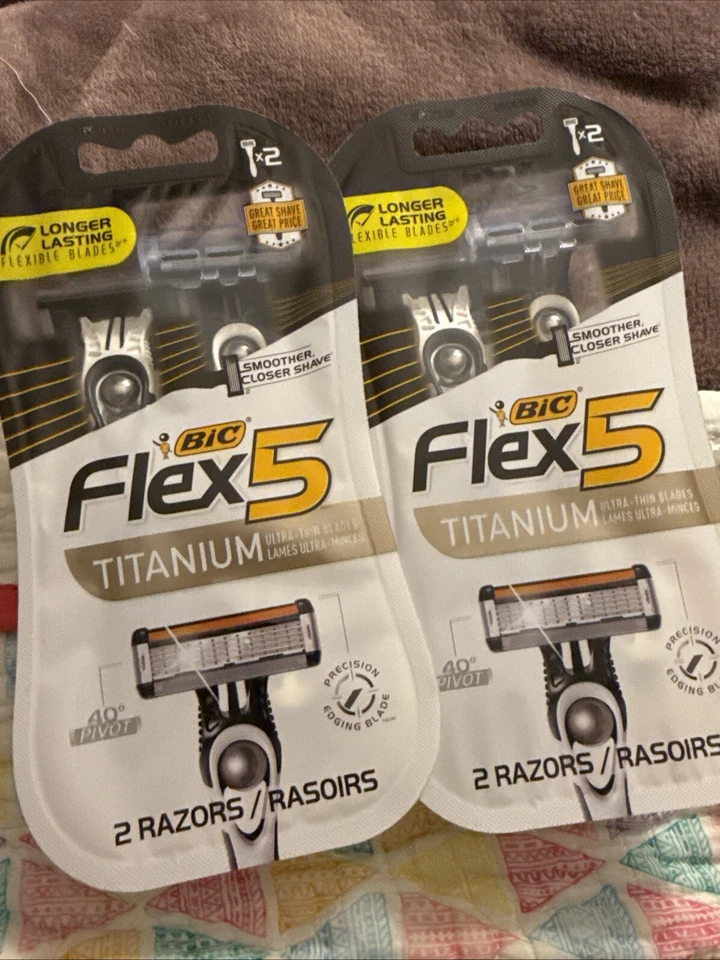 LOT OF 2 MEN'S BIC FLEX 5 DISPOSABLES {2 PER PACK} SMOOTHER CLOSER SHAVE - Image 1 of 1