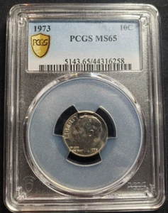1973 10C Roosevelt Dime-PCGS MS65 Collectors Coin. Graded - Picture 1 of 2