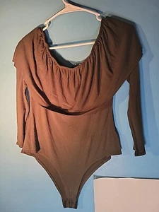 Fashion Nova Womens Hunter Green 1 Piece Long Sleeve Unitard Size L - Picture 1 of 5