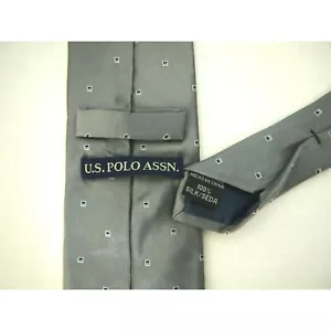 US Polo Assn Mens Necktie Tie Grey Geometric 100% Silk 59" - Picture 1 of 4