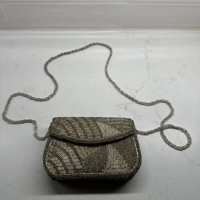 Винтажный бисером сумочка Дамская сумка маленький ремень через плечо застежки шампанского - Изображение 1 из 4