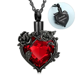 Rose Flower Heart Urn Keepsake Pendant Memorial Necklace Ashes Jewellery Charm - Picture 1 of 8