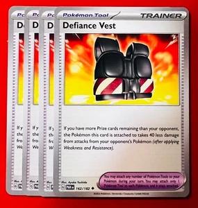 4x Defiance Vest 162/182 Pokémon TCG Paradox Rift NM Playset Lot Uncommon - Picture 1 of 1