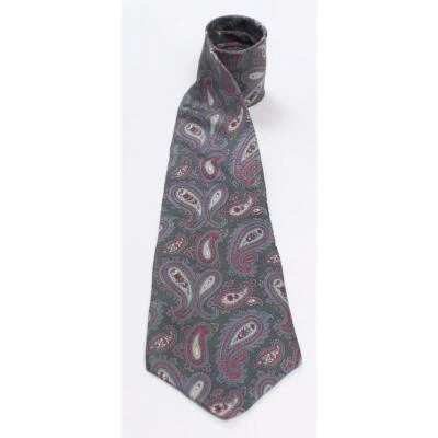 John Henry Mens Silk Paisley Regular Tie Necktie Multi-Color Gray - Image 1 of 3