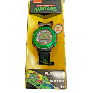 Reloj TMNT Nickelodeon Teenage Mutant Ninja Turtles LCD Intermitente Cara Redonda Nuevo Foto 1 de 4