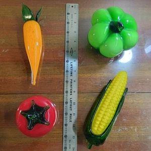 4 Stück Murano Stil mundgeblasene Glas Obst und Gemüse Lot 4 - Bild 1 von 7