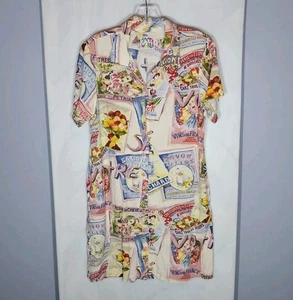 Vintage 90's Jams World Mini Dress M Votre Sante 100% Rayon Pockets Y2K Vibrant - Picture 1 of 7