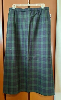 Falda Pendleton Midi Verde Bolsillos a Cuadros Mujer Talla 16 34x33 EE. UU. Lana De Colección Foto 1 de 4