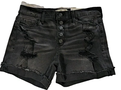 Pantalones Cortos de Jean Midi Mudd FLX Negros Denim Elastizados Nuevos con Etiquetas Talla 9 Tiro Alto  Foto 1 de 4