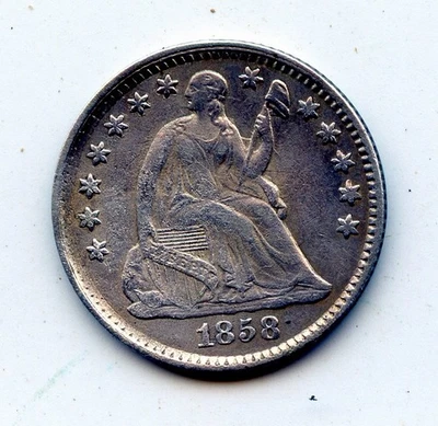 1858-p SEATED LIBERTY HALF DIME - SCARCE !! - Image 1 of 2