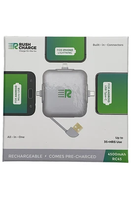 Зарядное устройство портативное Rush Charge RC45 со встроенным iPhone, разъемами Android, 4500 - Изображение 1 из 4