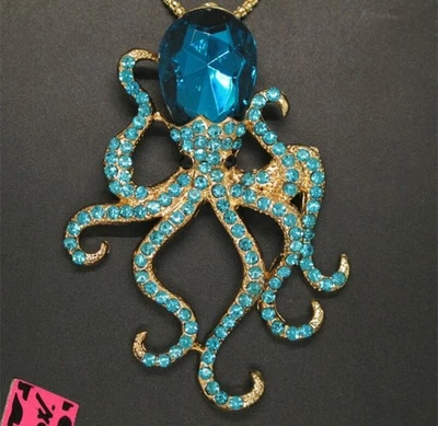 Collar + Broche Pulpo Betsey Johnson Cadena Cuerda Chapada en Oro 30" Foto 1 de 4