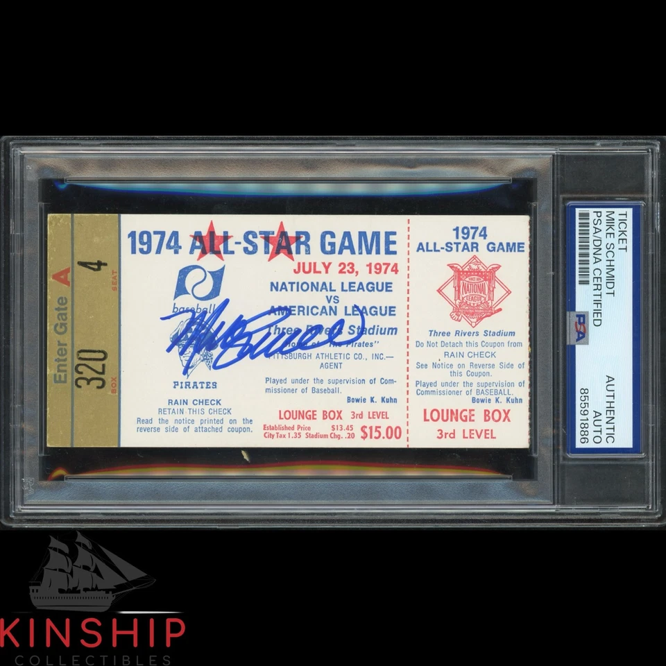 Mike Schmid signed 1974 MLB All Star Game Ticket PSA DNA Slab HOF Auto C5073 - Image 1 of 1