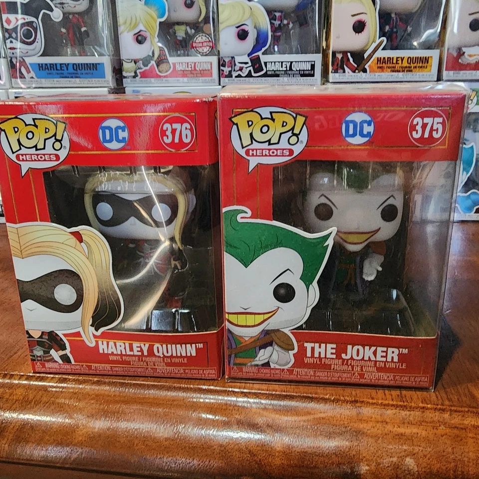 DC Imperial Heroes #375 376 Joker Harley Quinn Funko Pop Duo Foto 1 de 4