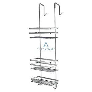 3 Tier Over Door Hanging Shower Caddy Bathroom Shower Tidy Shelf Chrome Finish - Picture 1 of 7