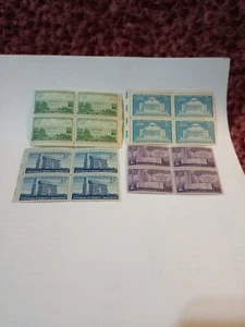 MINT NH OG FOUR 3 CENT STAMP BLOCKS CV 7.80 - Picture 1 of 5