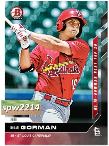 2019 Bowman Next Top 2020 Prospects Nolan Gorman #T19 - Image 1 of 1