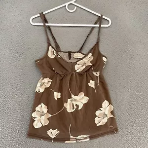 Abercrombie Babydoll Tank Womens Large Y2K Floral Tanktop Brown Lace - Picture 1 of 12