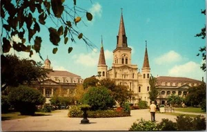 Scene Jackson Square St. Louis Cathedral New Orleans Louisiana Postcard - Picture 1 of 2