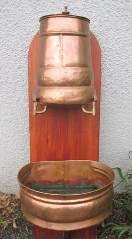 Antique French HANDMADE DOVETAIL SEAMS COPPER LAVABO FOUNTAIN Water Tank Bowl Cover
