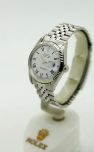 Vintage Men's Rolex Datejust Non-Quick 1603 36mm White Roman S/S Watch #W3 - Picture 1 of 11
