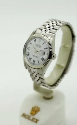 Vintage Men's Rolex Datejust Non-Quick 1603 36mm White Roman S/S Watch #W3 - Image 1 of 4