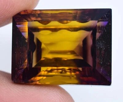 Pedra preciosa natural bicolor ametrina impecável 27,90 quilates quadrada certificada não tratada - Imagem 1 de 4