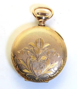 Precioso Reloj de Bolsillo Elgin Enchapado en Oro 1914 Grabado a Mano Talla 0, 7 Joyas - Imagen 1 de 10