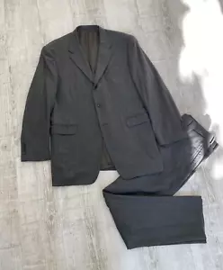 Genuine Prada Luxury Mens Virgin Wool Button Grey Striped Suit Sz 54R / XL - Picture 1 of 19