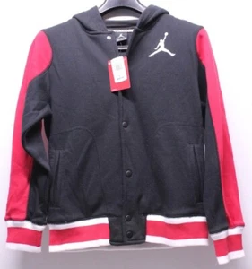 Air Jordan Retro 11 XI Bred Black Red White Button Hooded Sweater Boys Large New - Picture 1 of 4