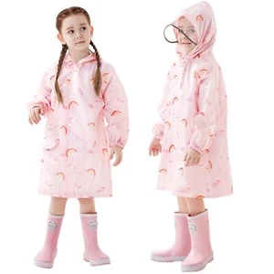 Kids Raincoats Girls Rain Poncho Rain Jacket Children Rain Wear Rainwear - Picture 1 of 8